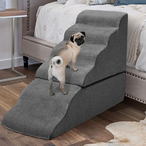 6 Step Dog Stairs Steps for High Bed 30" H (Dark Grey 30" H)