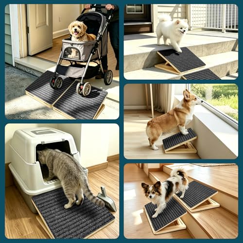 2 Pack Small Dog Ramp for Stairs (Gray / 2)