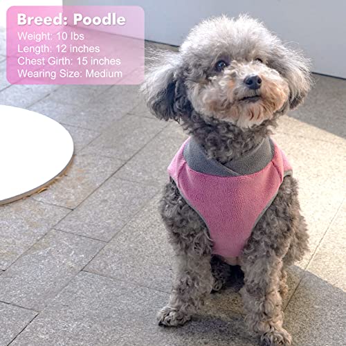 2 Pack Fleece Dog Sweater Pullover Vest with Reflective Stripe (Medium / Grey & Pink)