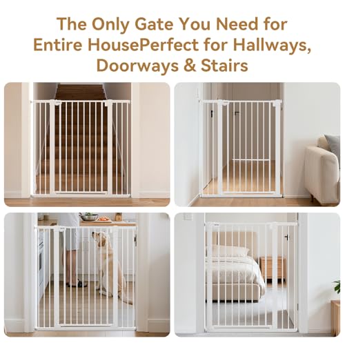 43 inch Tall Safety Dog Gate Adjustable 29.7 (White / 29.7-45.2''W)