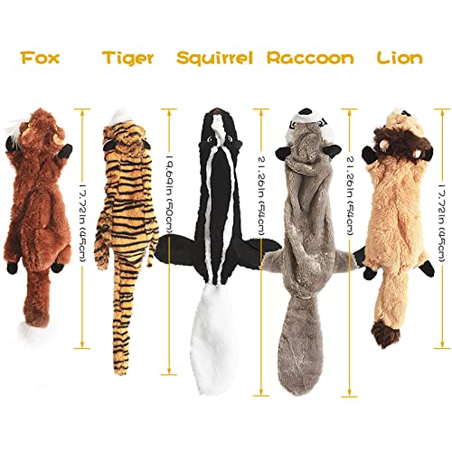 Dog Squeaky Chew Toys No Stuffing Soft Plush for Small Medium Large Breed (5 Pack)