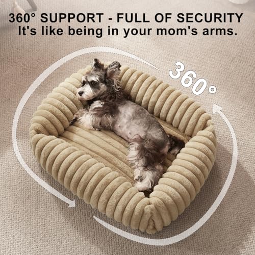 Dog Bed for Small Dogs (Beige / S (20"x19"x6"))