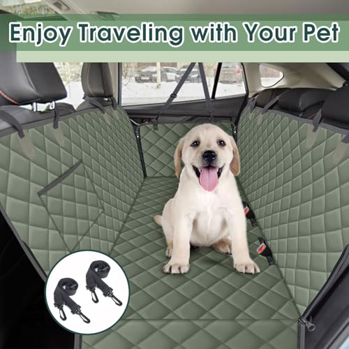 Waterproof Dog Car Seat Cover for Back Seat (Grayish Green / Small,Standard)