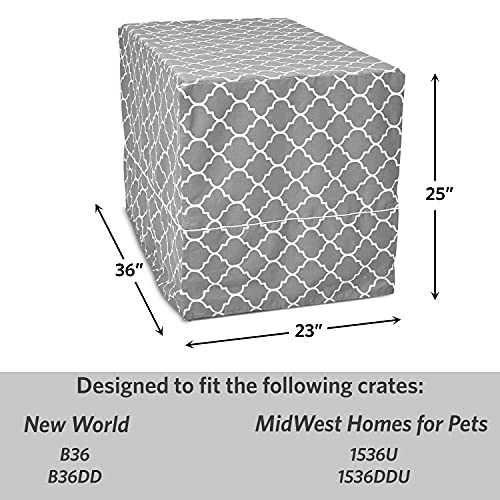 MidWest Homes for Pets Intermediate Dog Crate Cover Featuring Teflon Fabric Protector (Designer Gray / 36 Inch)