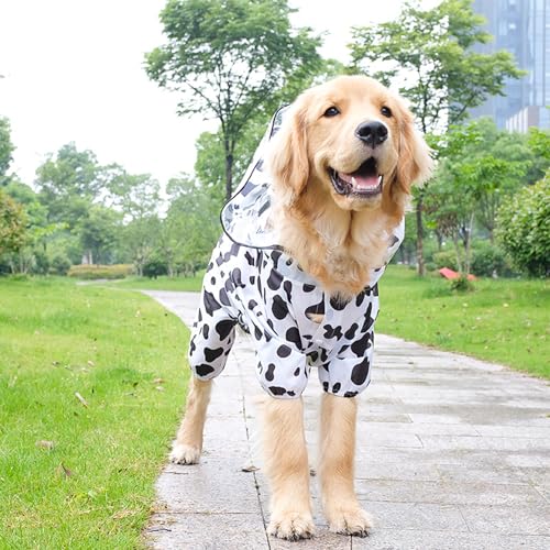 Dog Raincoat Tail Protect Legs Cover Cow Cosplay Raincoat Costume Cute Animals Pattern Raincoat Jacket for Medium Large Dogs 4XL (4XL-Back<20'' For 33-44lb dogs / Cow)