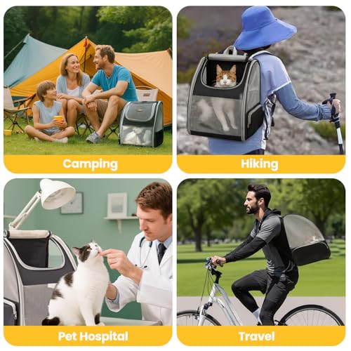 Cat Backpack Carrier for Small Dogs and Cats Fit Up to 15 Lbs (Grey)