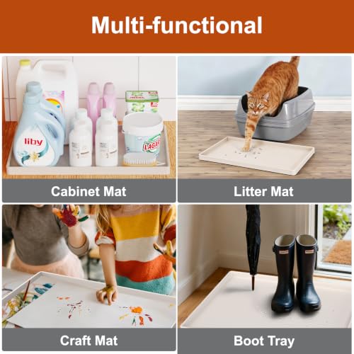 19" x 12" Extra Thick Silicone Mat Waterproof with Raised Edge (Beige / 19"L x 12"W)