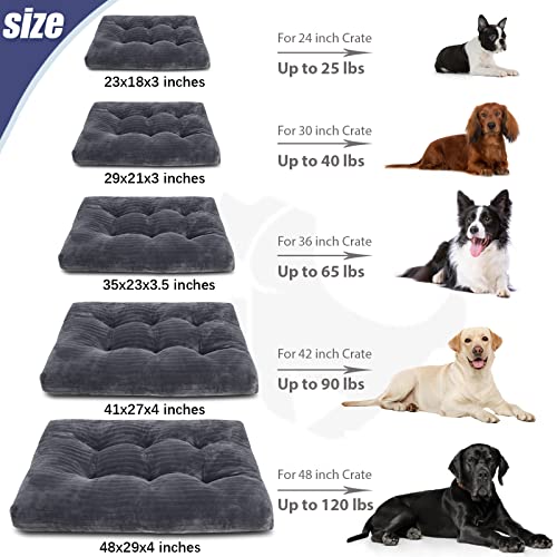 Washable Dog Crate Bed Kennel Mat for Medium Dogs (Gray / 29.0"L x 21.0"W x 2.5"Th)