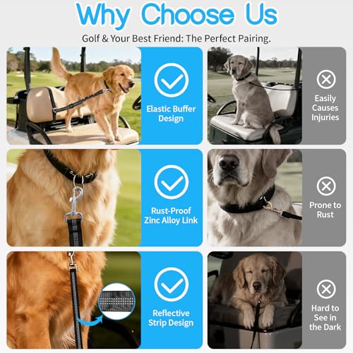 Golf Cart Dog Seat Leash & Safety Harness (Double Dog)