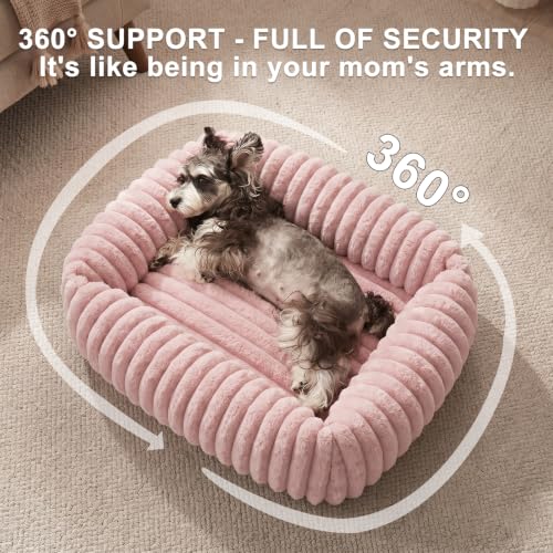 Dog Bed for Small Medium Dog (Pink / M (25"x21"x7"))