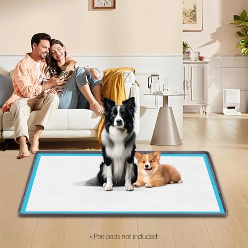 Pee Pad Holder for Dogs 34''x22'' Silicone Puppy Pee Pad Tray (Dark Grey)