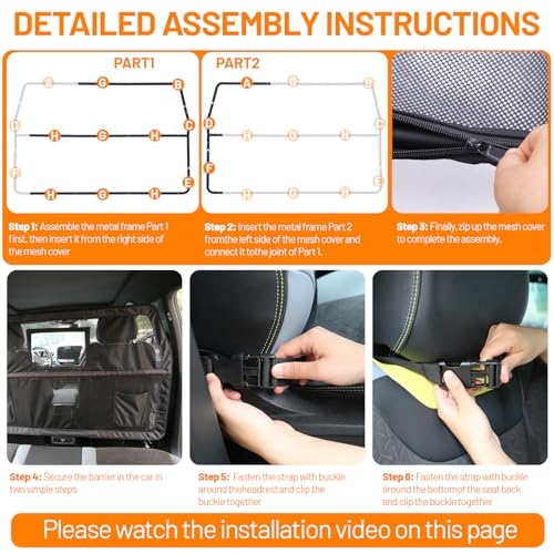 51'' Dog Car Barrier for Cars SUVs Trucks (Mediumn 51"*32" / Matte Black)