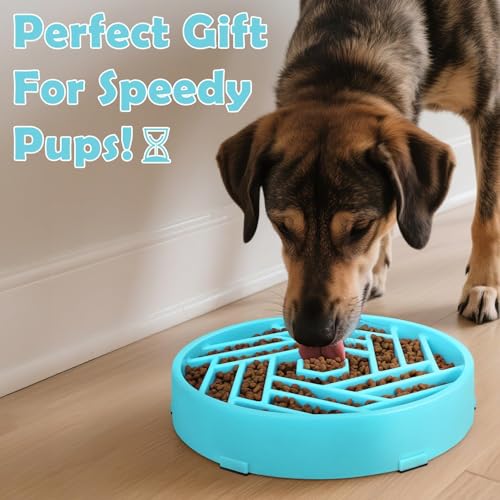 Slow Feeder Dog Bowls Large Medium Breed (Blue)