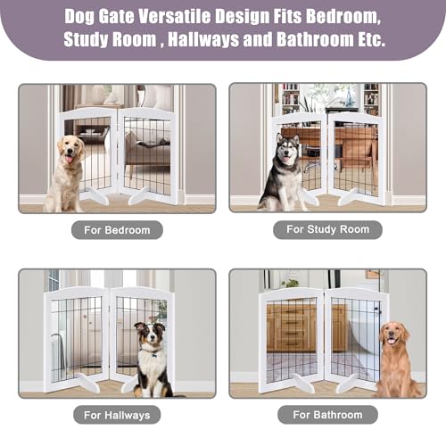 2 Panel Freestanding Adjustable Wooden Dog Gate (30"Height-2 Panel / White)