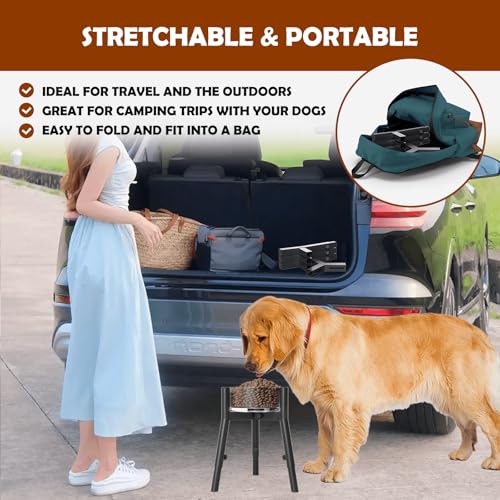 Dog Bowl Stand for Large Dogs (Height: 9.8-13.4", Width: 7-10.7" / Black, 9.8-13.4H-Round)