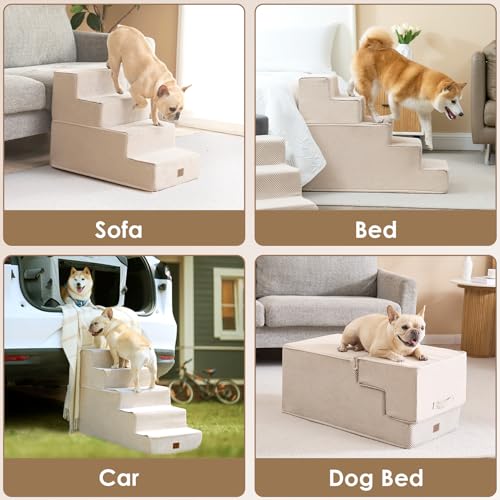 Dog Stairs for Bed 18" H (Beige / Standard 15" x 24" x 18")