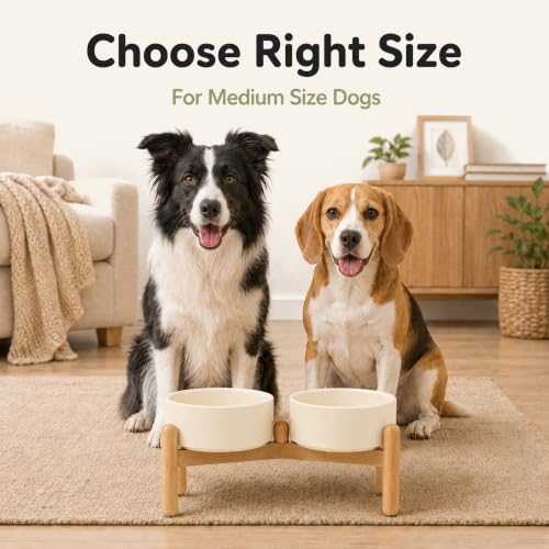 Ceramic Dog Bowls Elevated (Light Yellow)