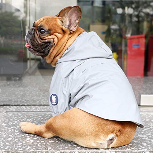 Dog Cold Weather Coats Reflective Safety Jackets Water Resistant Raincoats All Made Up of High Reflection Fabric Keep Dogs Visible for French English Bulldog Bully Pitbull (Silver / Small ( 5 - 15 lbs ))