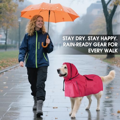 Dog Raincoat Waterproof Dog Rain Jacket with Hood (Pink / XX-Large)