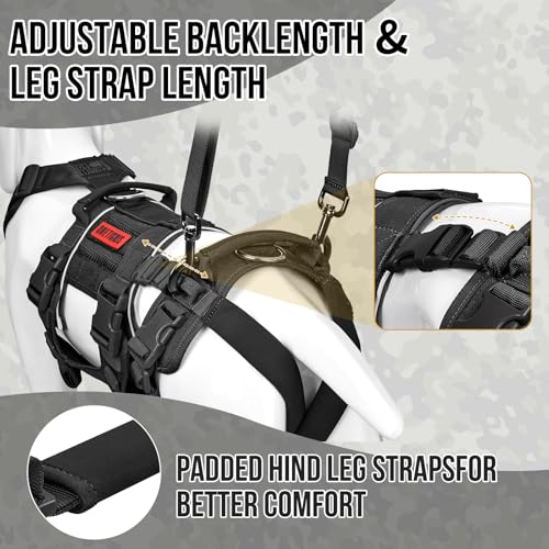 Breathable Dog Lift Harness for Large Medium Sized Dogs (X-Large / Black)
