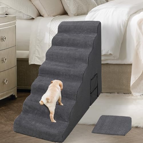 7 Step Dog Stairs for High Beds 30 (Dark Grey 32" H)