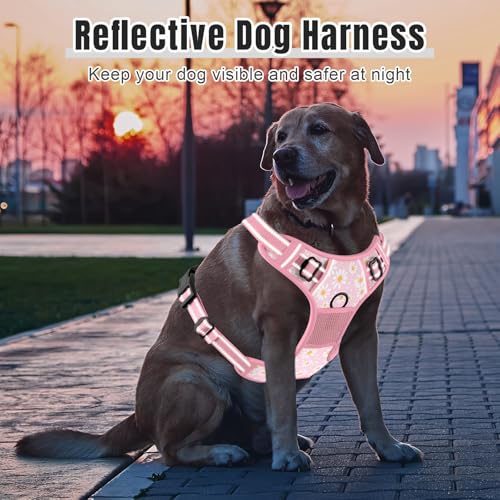 No Pull Dog Harness (Pink Floral / Small)