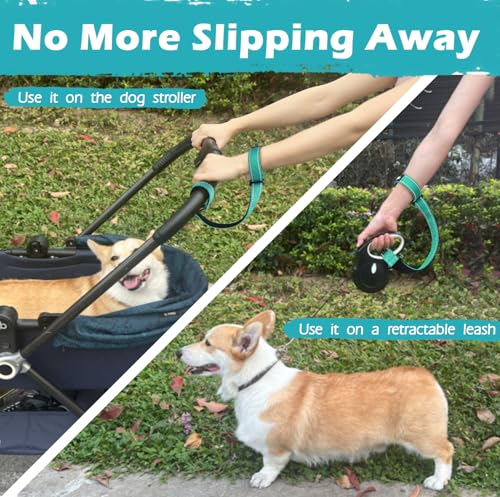 Dog Leash Wrist Strap with Lockable Clip for Dog Retractable Leash (Turquoise / 1 Pack)