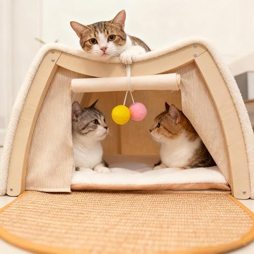 Cat Houses for Indoor Cats (19.7*12.6*15.7"/Flat Roof (M))