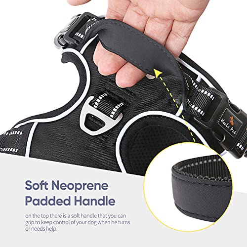 Dog Harness No Pull Adjustable Padded Reflective Harness for Small Medium Large Dogs with Handle for Walking Training (M / Black)