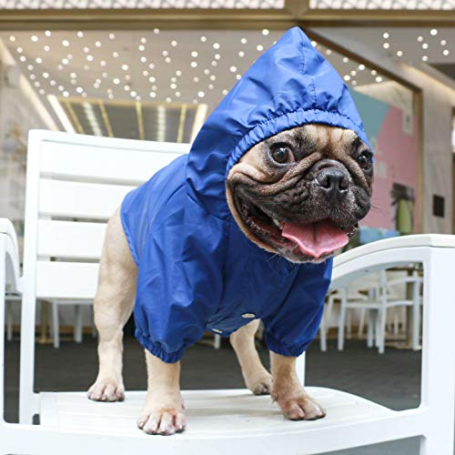 Dog Cold Weather Coats Water Resistant Raincoats Lightweight Windbreaker Hooded Jackets for French English Bulldog Pitbull Pug Boston Terriers Outdoor Rain Coat (Blue / X-Large ( 45 - 55 lbs ))