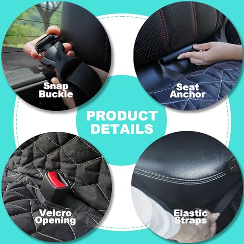 Dog Car Seat Cover for Back Seat (Large-56.5" / Bench-Black)