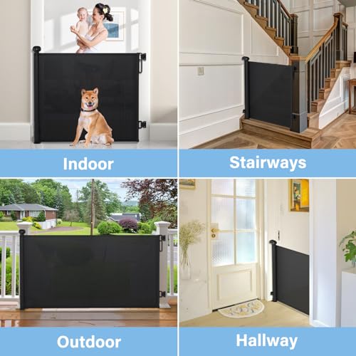 Retractable Baby Gates for Stairs & Doorways (A-black / 34" Tall x 54" Wide)