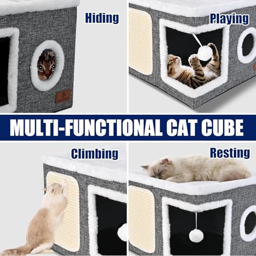 Cat Beds for Indoor Cats (Grey / Single)