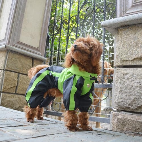 Border Collie Dog Hooded Raincoat (L-M+ (for Border Collie ~60lbs) / Green)