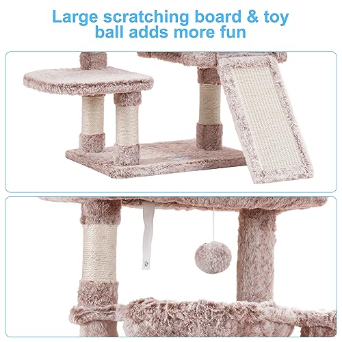 Cat Tree Tower with Large Bed (35.4 inch / Muchroom)