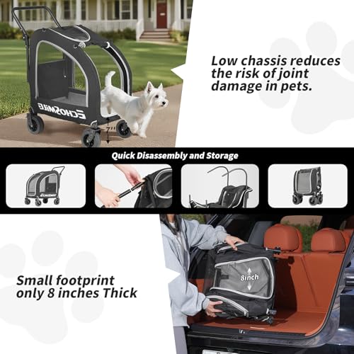 4 Wheel Pet Stroller for Dogs & Cats (Black)