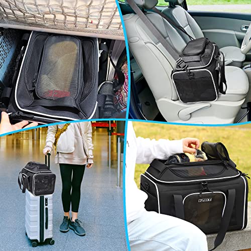 Top Expandable Small Pet Carrier 17"x12"x8.5" Airline Approved (17.0"L x 12.0"W x 8.5"H / Black)