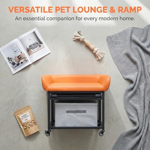 Dog and cat pet Sofa (Black-Orange leather)