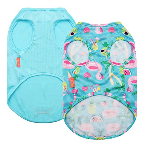 2Pack Dog Shirts for Small Dogs Breathable Mesh Tank Top (Small (4-7lbs) / 1# 2Pack (Flamingo+blue))