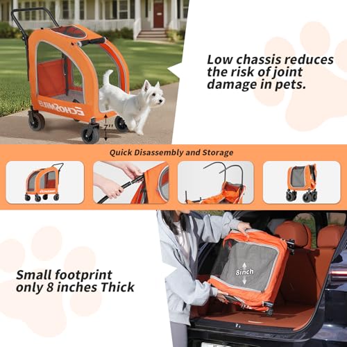 4 Wheel Pet Stroller for Dogs & Cats (Orange)