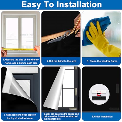 100% Blackout Blind Magnetic Window Cover (Black / 57"W x 118"H)