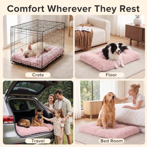Dog Bed Crate Pad (23.0"L x 18.0"W x 3.0"Th / Pink)