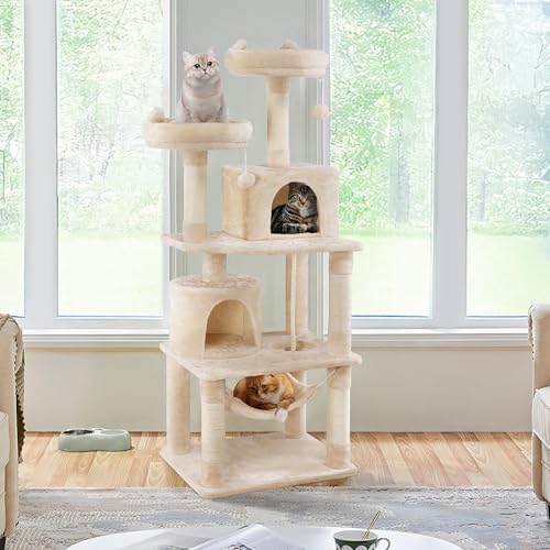 62.5in Cat Tree with 2 Cat (62.5in / Beige)