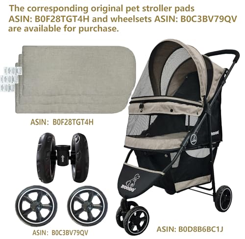 3 Wheel Dog Pet Cat Stroller Best Lightweight Foldable Compact Portable Jogger All Terrain Travel Pet Gear Puppy Kitty Stroller for up to 30lbs Medium Small Dogs and Cats (Light khaki)