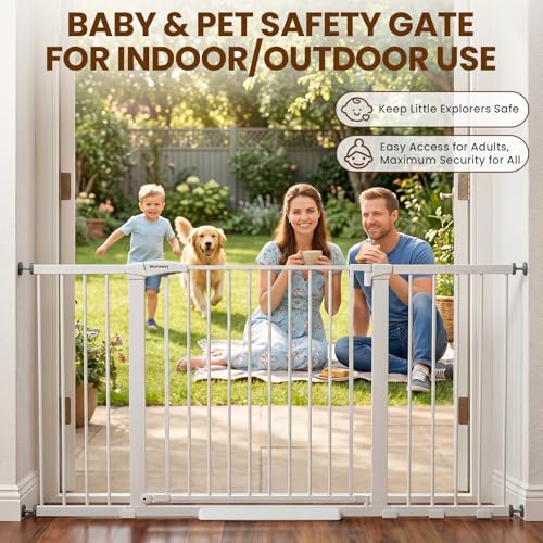 Extra Wide Baby Gate for Doorways (White / 36-63"W x 30"H)