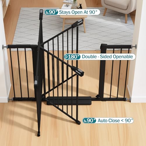 29.7 48" Baby Gate for Stairs (Black / 29.7-48"W x 28"H)