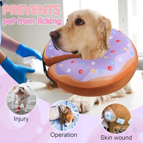 Dog Cone Collar Alternative After Surgery (Purple Donut / L(Neck:16"-18"))