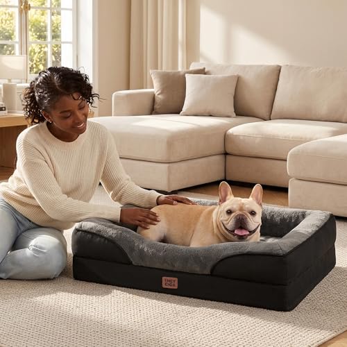 Orthopedic Dog Bed for Large Dog (Grey/Black / 36x27x7)