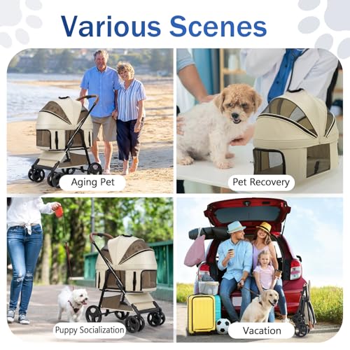 4 Wheels Pet Stroller for Small (Grey)
