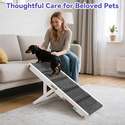 2026 Upgraded Small Dog Ramp for Couch Foldable (W-white / 80×30cm-for couch)